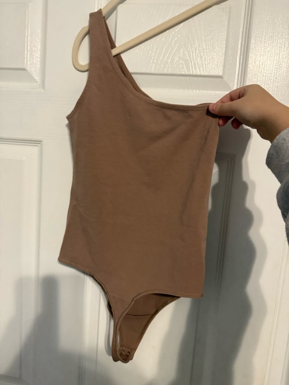 Abercrombie & Fitch Taupe One-Shoulder Bodysuit
